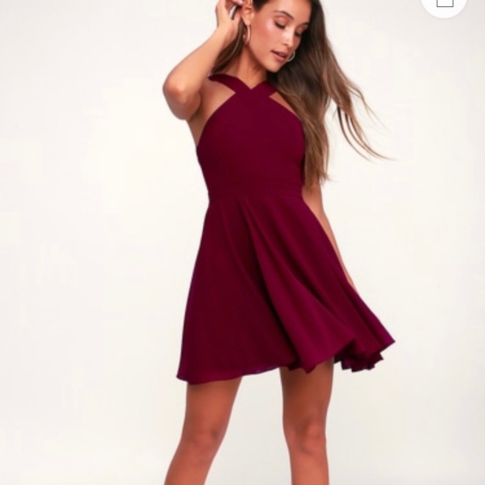Lulus WORN ONCE burgundy skater dress